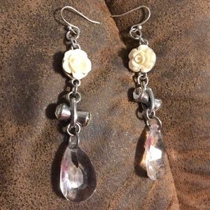 Pretty Rose and Crystal Earrings